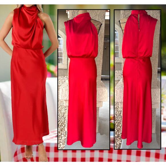 Petal & Pup Red Halter Neck Anabelle Midi Dress Size XL - Picture 1 of 12
